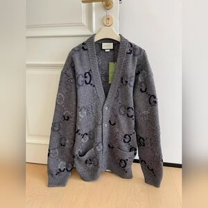 Gucci Logo Gray Cardigan Sweater